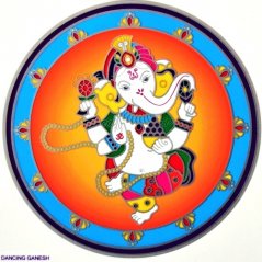 Mandala na sklo - Tančící Ganesha - velká Sunseal
