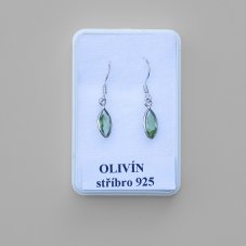 Náušnice olivín broušený, kapky stříbro Ag 925