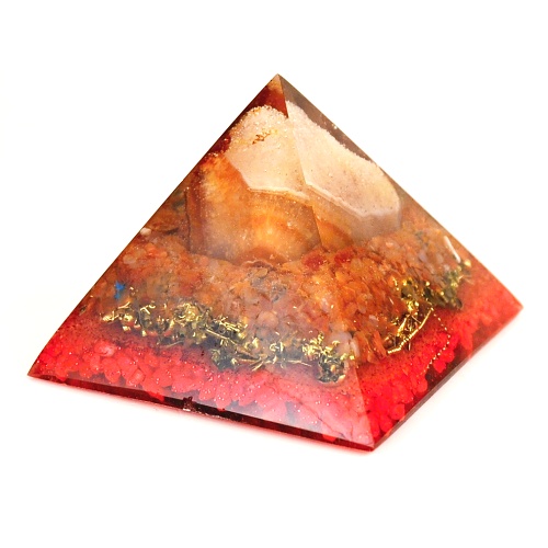 Orgonitová pyramida 8 cm, oranžová - Karneol