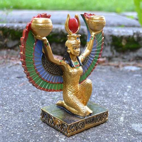 Soška Egypt - svícen Staroegyptská Bohyně Isis
