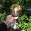 Svícen mosazný pohár se svíčkou 20 cm