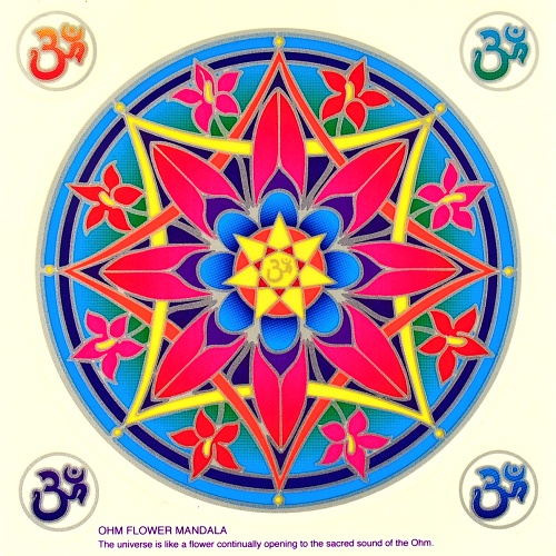 Mandala na sklo - Óm v květu- velká Sunseal