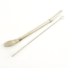 Bombilla Peru lomená s čistícím štětečkem, 19 cm