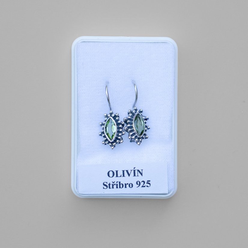 Náušnice olivín "Dobré časy", stříbro Ag 925