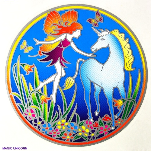 Mandala na sklo - Jednorožec - velká Sunseal