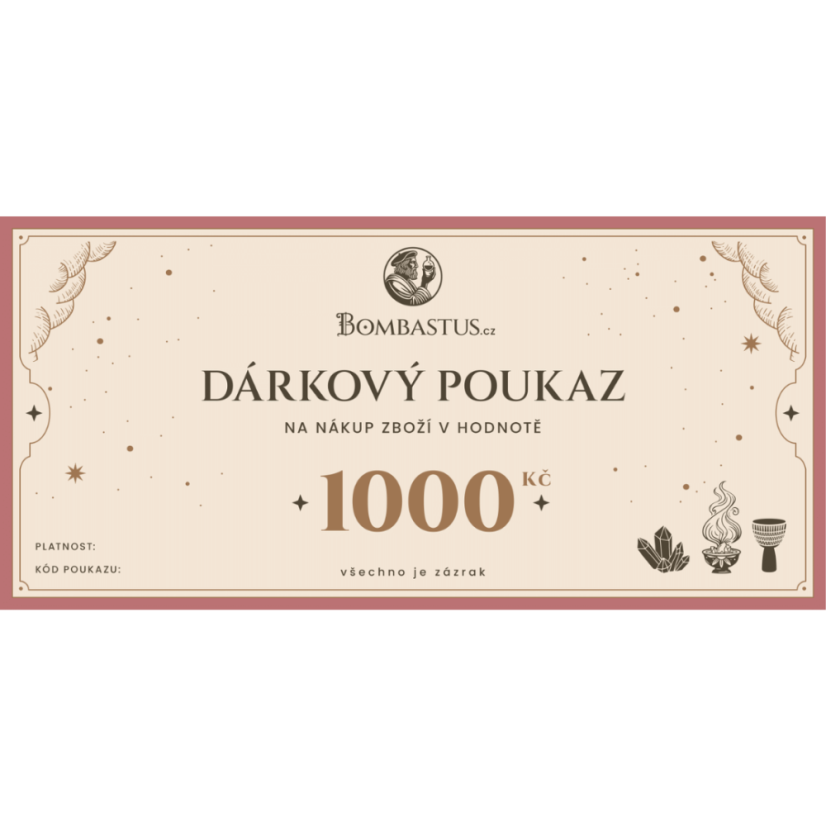 Elektronický dárkový poukaz 1000 Kč (obdržíte do 24 hod)