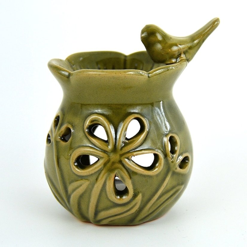 Aromalampa keramika zelená - Ptáček