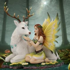 Socha fantasy exclusive - Lesní víla s bílým jelenem