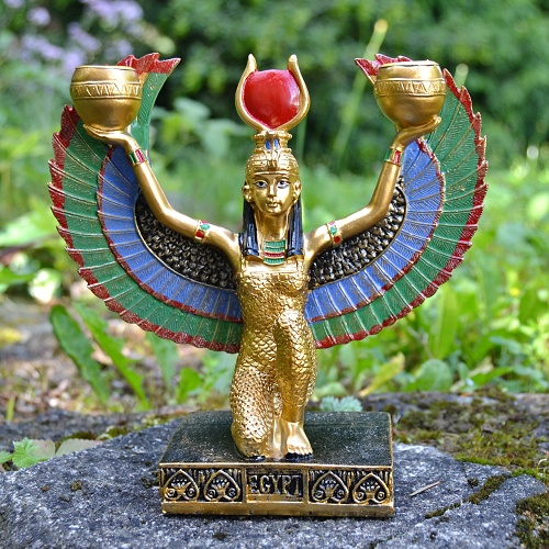 Soška Egypt - svícen Staroegyptská Bohyně Isis