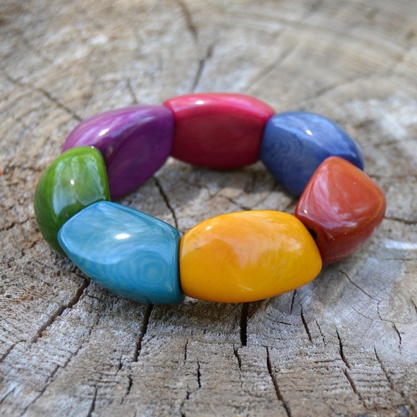 Náramek Yomira - Tagua ořechy Ekvádor Multicolour