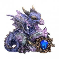 Fantasy soška - Fialový drak s drahokamem