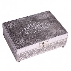 Šperkovnice - krabička na karty stříbrná - Lotos