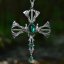 Fantasy náhrdelník Kříž lesního elfa - zelený
