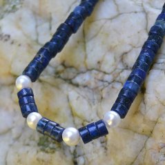 Náhrdelník Lapis lazuli s perlami