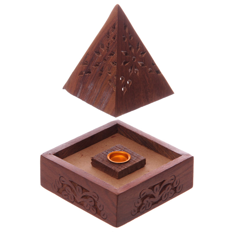 Stojánek na vonné kužely - Dřevěná pyramida