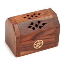 Stojánek na vonné kužely, malá truhlička Pentagram