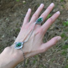 Fantasy náramek s prstenem - Lesní elf, zelená 1