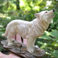 Sněžný vlk vyjící - Fantasy soška 16 cm