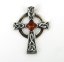 Přívěsek Keltský kříž s jantarem - stříbro