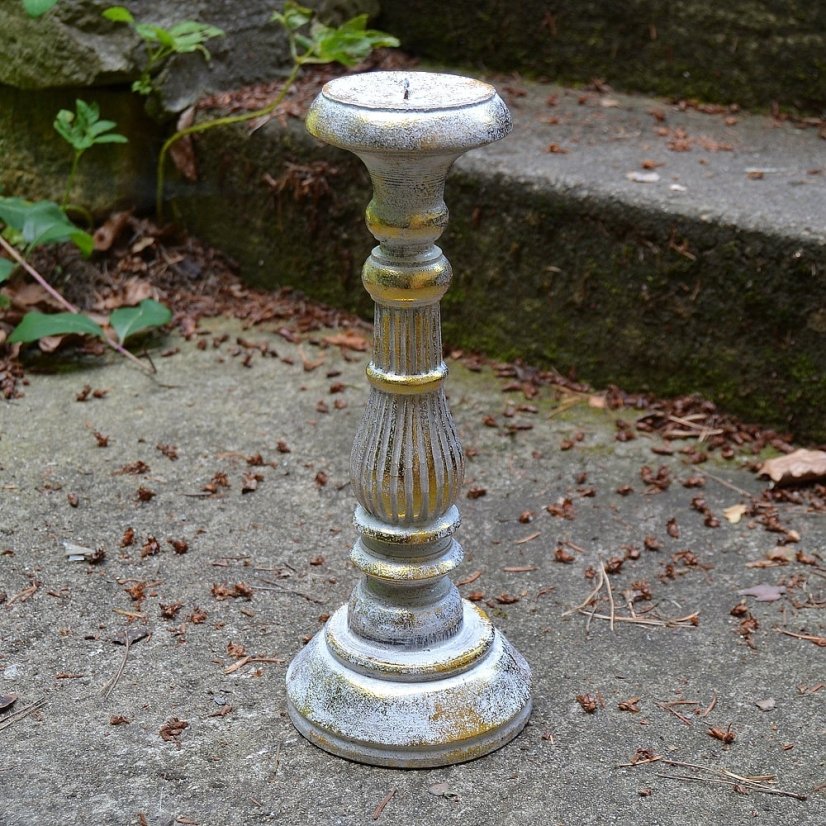 Svícen Bílá romance 30 cm, dřevo