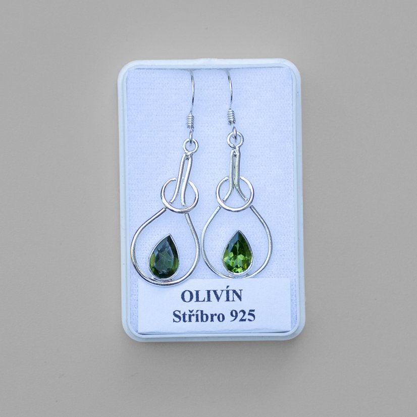 Náušnice Olivín Elegance, stříbro Ag 925