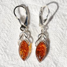 Náušnice Jantar baltský oválky, stříbro Ag 925/1000