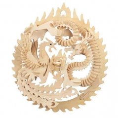 Dřevěné 3D puzzle fantasy - Drak a Fénix