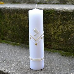 Křestní svíce Duch svatý bílá - 5 x 21 cm