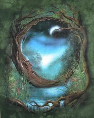 Fantasy tričko - Měsíc ve stromech, L