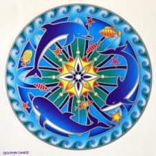 Mandala na sklo - Tři delfíni - velká Sunseal
