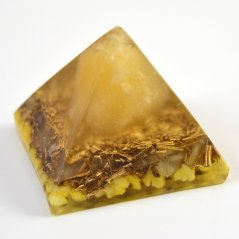 Orgonitová pyramida 5 cm, žlutá - Kalcit