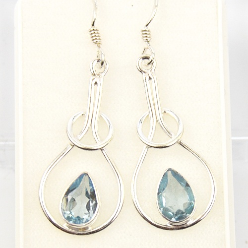 Náušnice Topaz modrý Elegance, stříbro Ag 925
