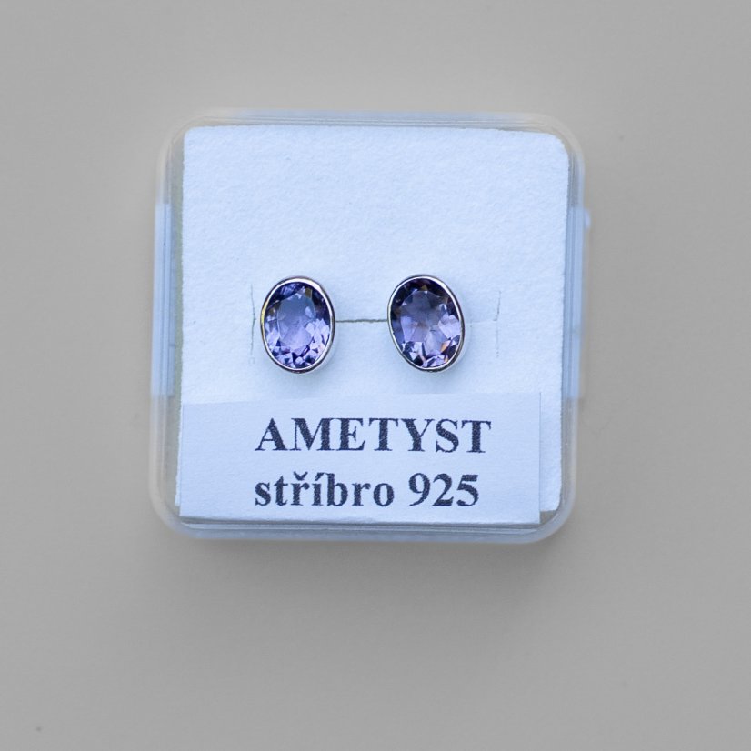Náušnice Ametyst facetovaný, stříbro Ag 925