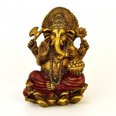 Ganesha - soška zlato-červená, 16,5 cm
