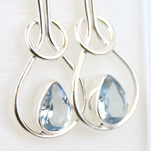 Náušnice Topaz modrý Elegance, stříbro Ag 925