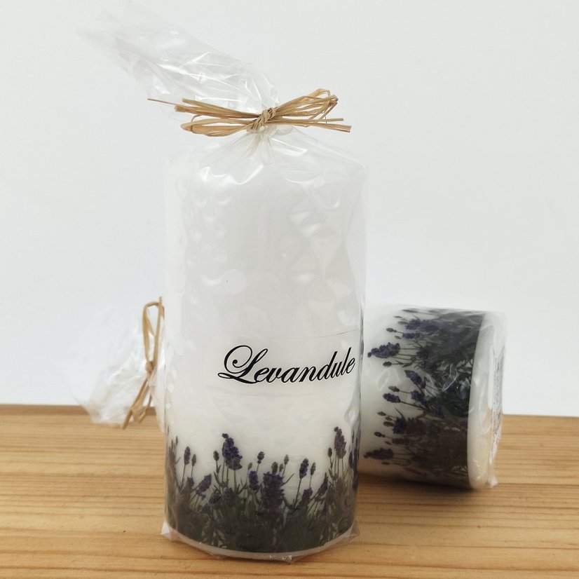 Svíčka vonná bílá Levandule válec - 5 x 10 cm