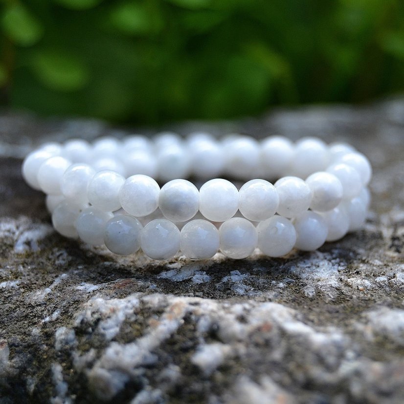 Náramek Měsíční kámen bílý AA, kuličky 3 - 4 mm
