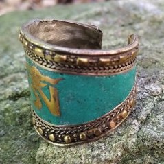 Prsten tibetský Óm, tyrkysový