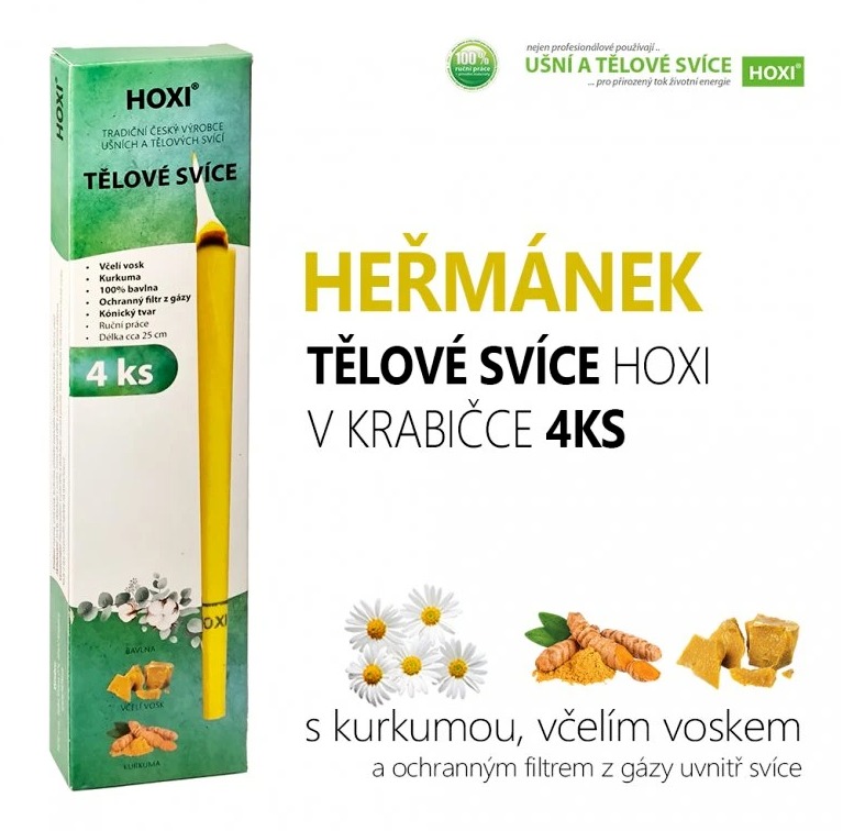 Tělové svíčky Hoxi HEŘMÁNEK v krabičce, 4 kusy