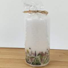 Svíčka vonná bílá Louka válec - 5 x 10 cm