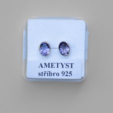 Náušnice Ametyst facetovaný, stříbro Ag 925