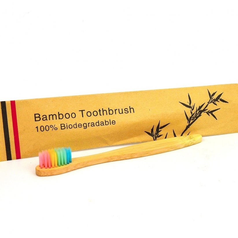 Bambusový kartáček na zuby dětský - Duha