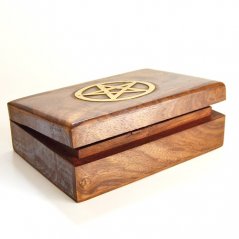 Dřevěná krabička na tarot s pentagramem 17,5 cm