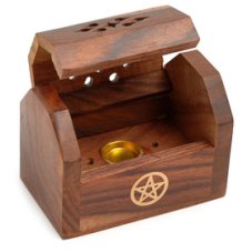 Stojánek na vonné kužely, malá truhlička Pentagram