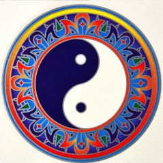 Mandala na sklo - Jin Jang - velká Sunseal