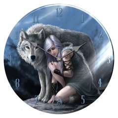 Nástěnné hodiny fantasy - Vlk ochránce
