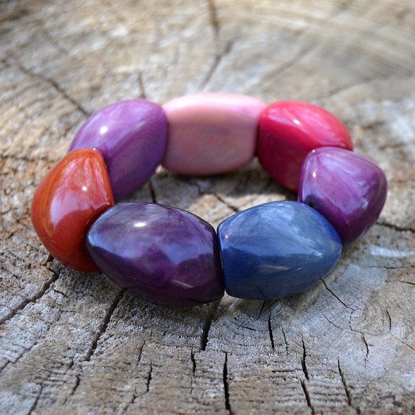 Náramek Yomira - Tagua ořechy Ekvádor Multicolour