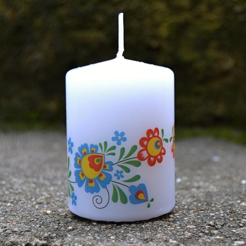Svíčka Slovácký motiv 5 x 7 cm