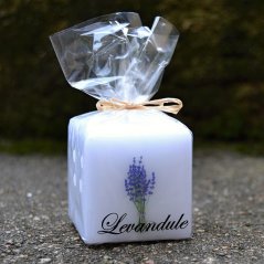 Svíčka vonná bílá Levandule krychle - 4,5 x 4,5 cm