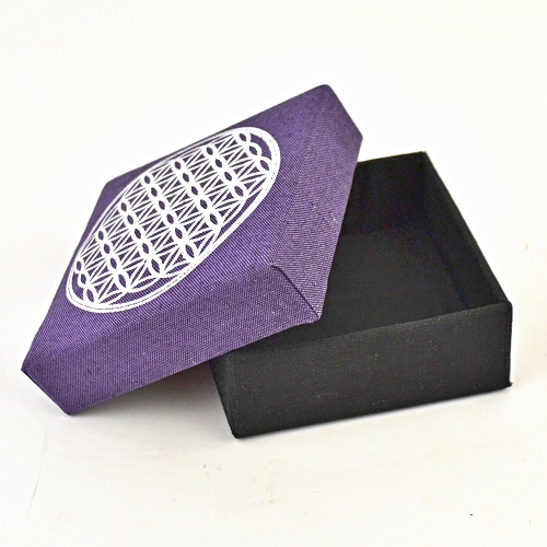 Šperkovnice Květ Života, fialová 8,5 x 8,5 cm